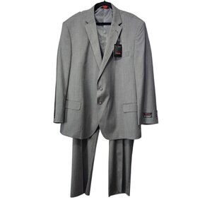Linea Uomo New 100% Wool Single Breasted Gray 2 Piece Sports Coat And Pants Set